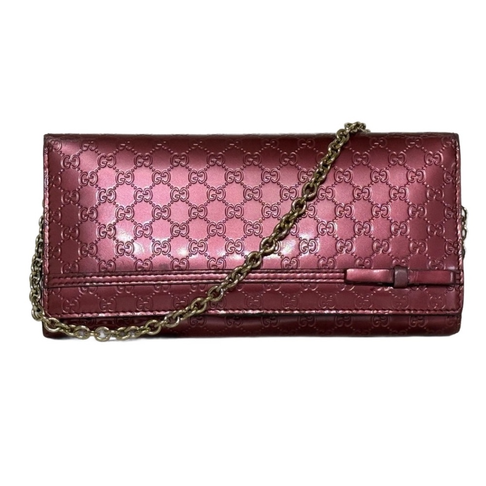 Gucci Pink Embossed Leather Wristlet